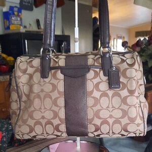 Coach Tan and Brown Signature Tote